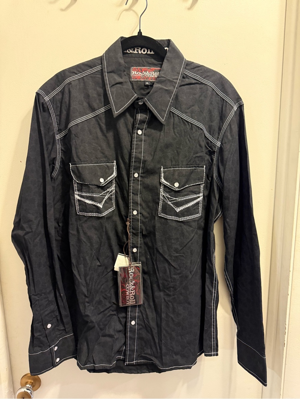 Rock & Roll Cowboy Black Western-Style Snap Shirt
